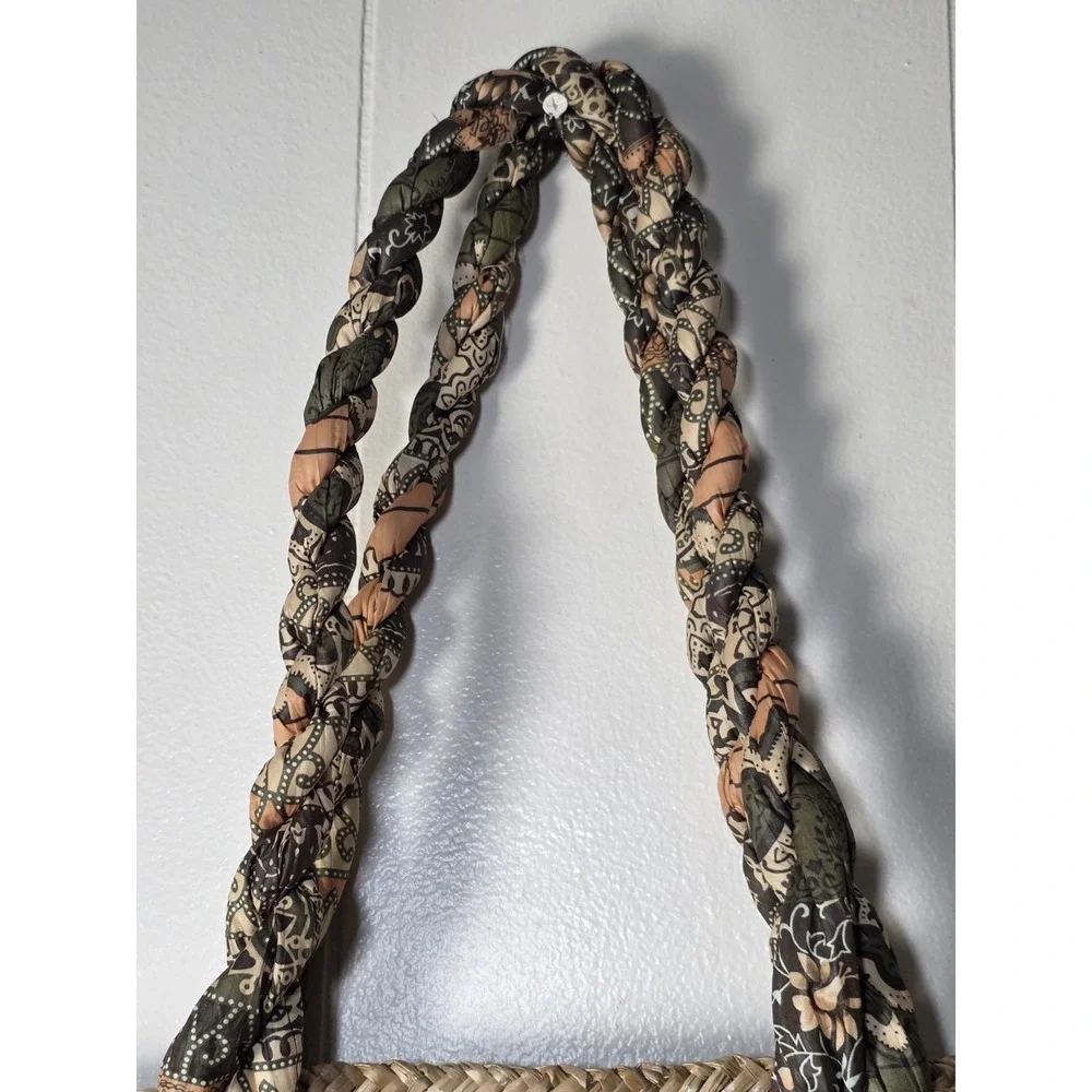 Sun Sand Straw Woven Boho Floral Shoulder Tote Handbag Purse Large